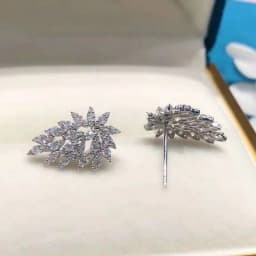 Rhinestone 925 Sterling SIlver Statement Earrings 2021 Geometric Big Leaf Feather Stud Earrings For Women Crystal Wedding Gift