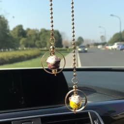 Car Pendant Lucky Cat Rearview Mirror Decoration Ceramics Alloy Dashboard Accessories Gift