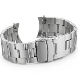 Brushed Curved End Watch Band Compatible with SKX007 SKX009 20mm 22mm Silver Black Stainless Steel Metal Bracelet Strap