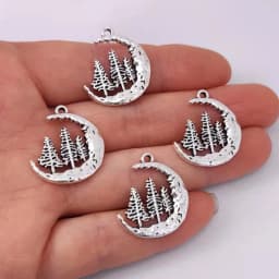 5pcs New Pine Tree Crescent Moon Pendant Charm for DIY Women Man Accessories