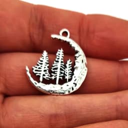 5pcs New Pine Tree Crescent Moon Pendant Charm for DIY Women Man Accessories