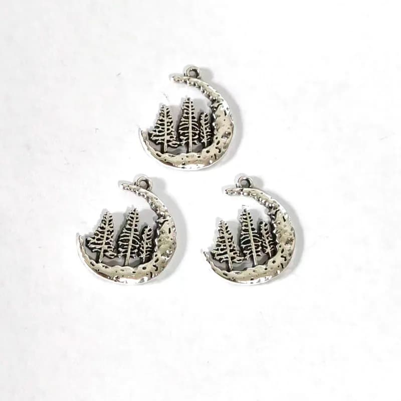 5pcs New Pine Tree Crescent Moon Pendant Charm for DIY Women Man Accessories