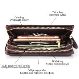 Leather Large Men Clutch Wallets Name Customized Men Purse 100% Genuine Leather Long Leather Male Wallet
