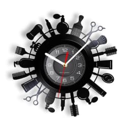Hairdressing Tools Barber Shop Wall Clock Hair Salon Decor Color Changing Contemporary Hairdressing Watch Gift For Hairdressers