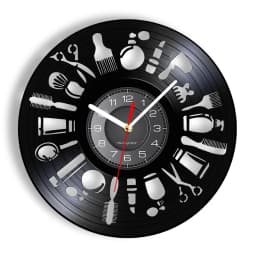 Hairdressing Tools Barber Shop Wall Clock Hair Salon Decor Color Changing Contemporary Hairdressing Watch Gift For Hairdressers