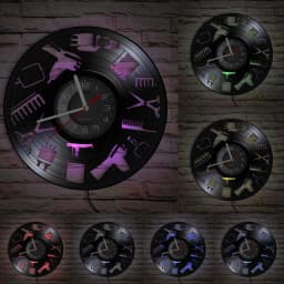 Hairdressing Tools Barber Shop Wall Clock Hair Salon Decor Color Changing Contemporary Hairdressing Watch Gift For Hairdressers