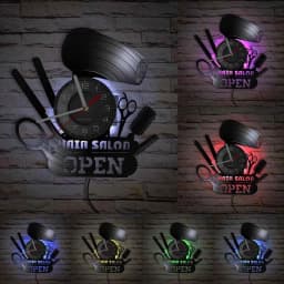 Hairdressing Tools Barber Shop Wall Clock Hair Salon Decor Color Changing Contemporary Hairdressing Watch Gift For Hairdressers