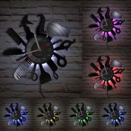 Hairdressing Tools Barber Shop Wall Clock Hair Salon Decor Color Changing Contemporary Hairdressing Watch Gift For Hairdressers