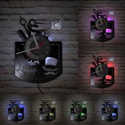 Hairdressing Tools Barber Shop Wall Clock Hair Salon Decor Color Changing Contemporary Hairdressing Watch Gift For Hairdressers