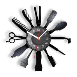Hairdressing Tools Barber Shop Wall Clock Hair Salon Decor Color Changing Contemporary Hairdressing Watch Gift For Hairdressers