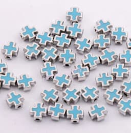 Enamel Square Knights Templar Cross Beads 8MM Jewelry DIY L1556 50pcs 9 Colors Oval Shape Metal Zinc Alloy