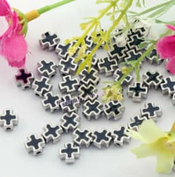 Enamel Square Knights Templar Cross Beads 8MM Jewelry DIY L1556 50pcs 9 Colors Oval Shape Metal Zinc Alloy