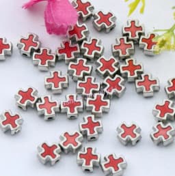 Enamel Square Knights Templar Cross Beads 8MM Jewelry DIY L1556 50pcs 9 Colors Oval Shape Metal Zinc Alloy
