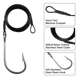 Big game Fishing Hooks 400LB Trolling Casting Tuna Jig rig Nylon Coated Cable Steel Wire Leader Saltwater Shark Toothy Fishhooks