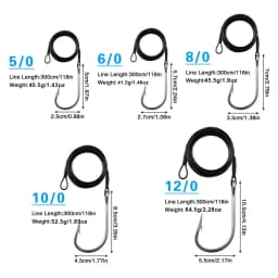Big game Fishing Hooks 400LB Trolling Casting Tuna Jig rig Nylon Coated Cable Steel Wire Leader Saltwater Shark Toothy Fishhooks