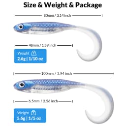 5pcs/6pcs Silicone Soft Lures 80mm 100mm Artificial Fishing Soft Lures Grub Tail Shad Swimbait Rubber Fishing Baits For Bass