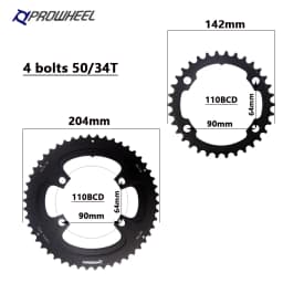 PROWHEEL Road Chain Wheel 34/50T 39/53T Aluminum Alloy Steel Sprocket 130/110BCD AL-7075 CNC 8/9/10/11S Double Crown Chainring
