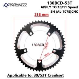 PROWHEEL Road Chain Wheel 34/50T 39/53T Aluminum Alloy Steel Sprocket 130/110BCD AL-7075 CNC 8/9/10/11S Double Crown Chainring