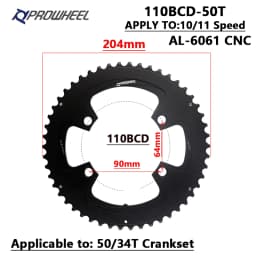 PROWHEEL Road Chain Wheel 34/50T 39/53T Aluminum Alloy Steel Sprocket 130/110BCD AL-7075 CNC 8/9/10/11S Double Crown Chainring