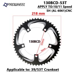PROWHEEL Road Chain Wheel 34/50T 39/53T Aluminum Alloy Steel Sprocket 130/110BCD AL-7075 CNC 8/9/10/11S Double Crown Chainring