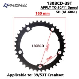 PROWHEEL Road Chain Wheel 34/50T 39/53T Aluminum Alloy Steel Sprocket 130/110BCD AL-7075 CNC 8/9/10/11S Double Crown Chainring
