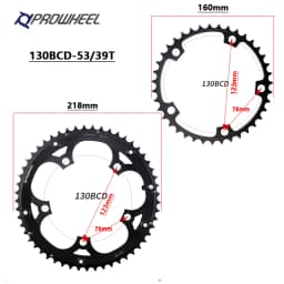 PROWHEEL Road Chain Wheel 34/50T 39/53T Aluminum Alloy Steel Sprocket 130/110BCD AL-7075 CNC 8/9/10/11S Double Crown Chainring