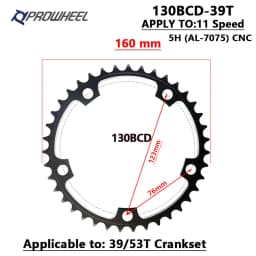 PROWHEEL Road Chain Wheel 34/50T 39/53T Aluminum Alloy Steel Sprocket 130/110BCD AL-7075 CNC 8/9/10/11S Double Crown Chainring