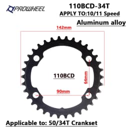 PROWHEEL Road Chain Wheel 34/50T 39/53T Aluminum Alloy Steel Sprocket 130/110BCD AL-7075 CNC 8/9/10/11S Double Crown Chainring