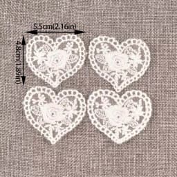 10Pcs Heart Embroidery Lace Applique Mesh Trim White Patch For Garment Accessories Decoration Sew On Guipure Lace Fabric c0991