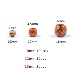 10~100pcs Painted Wooden Beads Spacer Round Big Hole Wood Beads For Jewelry Making Fit Charm Bracelet DIY Findings 9*10/16*17mm