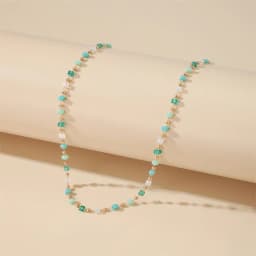 Bohemian Colorful Bead Chain Choker Necklace For Women Green Crystal Bead Chain Necklace Charm Handmade Party Jewelry