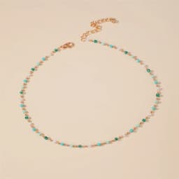Bohemian Colorful Bead Chain Choker Necklace For Women Green Crystal Bead Chain Necklace Charm Handmade Party Jewelry