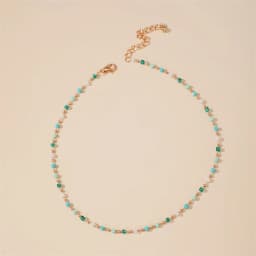 Bohemian Colorful Bead Chain Choker Necklace For Women Green Crystal Bead Chain Necklace Charm Handmade Party Jewelry