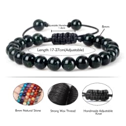 Men Energy Beads Bracelet Adjustable Natural Stone Agates Onyx Charm Bracelets Chakra Healing Women Yoga String Bangles Jewelry