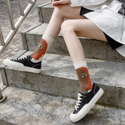 1 Pair Canvas Lattice Plant Art Funny Socks Women Novelty Abstract Cute Socks Women Jacquard Crew Female Calcetines Divertidos