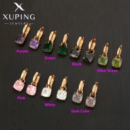 Xuping Jewelry Fashion Hot Sale Square Stone Hoop Earring with Gold Color for Women Party Gift S00145499