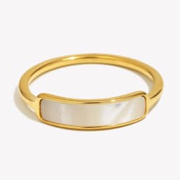 E.B.belle New Stainless Steel Tarnish Free Jewelry Natural Shell Ring Thin Small Size White Rings For Woman Ladies Elegant Ring