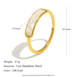E.B.belle New Stainless Steel Tarnish Free Jewelry Natural Shell Ring Thin Small Size White Rings For Woman Ladies Elegant Ring