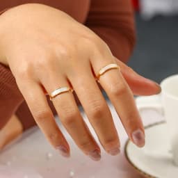 E.B.belle New Stainless Steel Tarnish Free Jewelry Natural Shell Ring Thin Small Size White Rings For Woman Ladies Elegant Ring