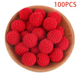 Kovict 100Pcs 16/20MM Wooden Crochet Beads Round DIY For Jewelry Making Necklace Bracelet Earrings Etc Handmade Accessories
