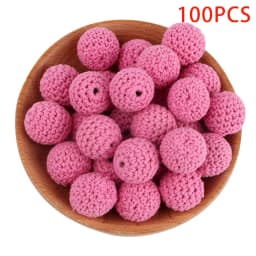 Kovict 100Pcs 16/20MM Wooden Crochet Beads Round DIY For Jewelry Making Necklace Bracelet Earrings Etc Handmade Accessories
