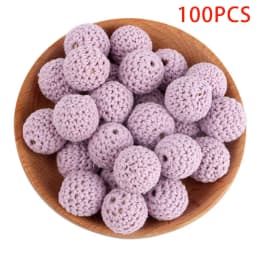 Kovict 100Pcs 16/20MM Wooden Crochet Beads Round DIY For Jewelry Making Necklace Bracelet Earrings Etc Handmade Accessories