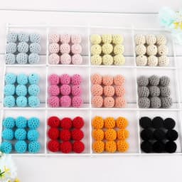 Kovict 100Pcs 16/20MM Wooden Crochet Beads Round DIY For Jewelry Making Necklace Bracelet Earrings Etc Handmade Accessories