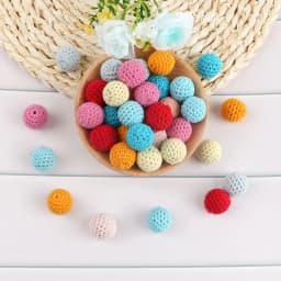 Kovict 100Pcs 16/20MM Wooden Crochet Beads Round DIY For Jewelry Making Necklace Bracelet Earrings Etc Handmade Accessories