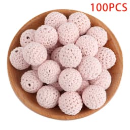 Kovict 100Pcs 16/20MM Wooden Crochet Beads Round DIY For Jewelry Making Necklace Bracelet Earrings Etc Handmade Accessories