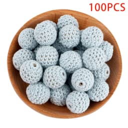 Kovict 100Pcs 16/20MM Wooden Crochet Beads Round DIY For Jewelry Making Necklace Bracelet Earrings Etc Handmade Accessories