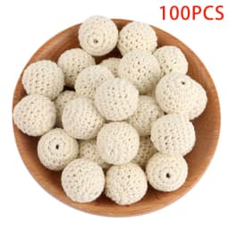 Kovict 100Pcs 16/20MM Wooden Crochet Beads Round DIY For Jewelry Making Necklace Bracelet Earrings Etc Handmade Accessories