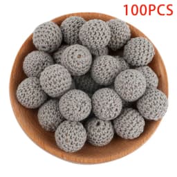 Kovict 100Pcs 16/20MM Wooden Crochet Beads Round DIY For Jewelry Making Necklace Bracelet Earrings Etc Handmade Accessories