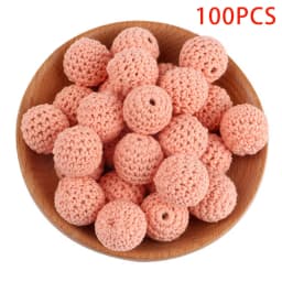 Kovict 100Pcs 16/20MM Wooden Crochet Beads Round DIY For Jewelry Making Necklace Bracelet Earrings Etc Handmade Accessories