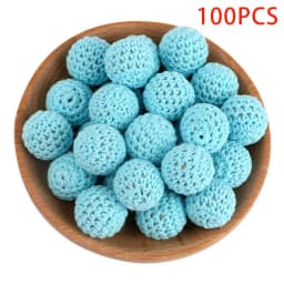Kovict 100Pcs 16/20MM Wooden Crochet Beads Round DIY For Jewelry Making Necklace Bracelet Earrings Etc Handmade Accessories